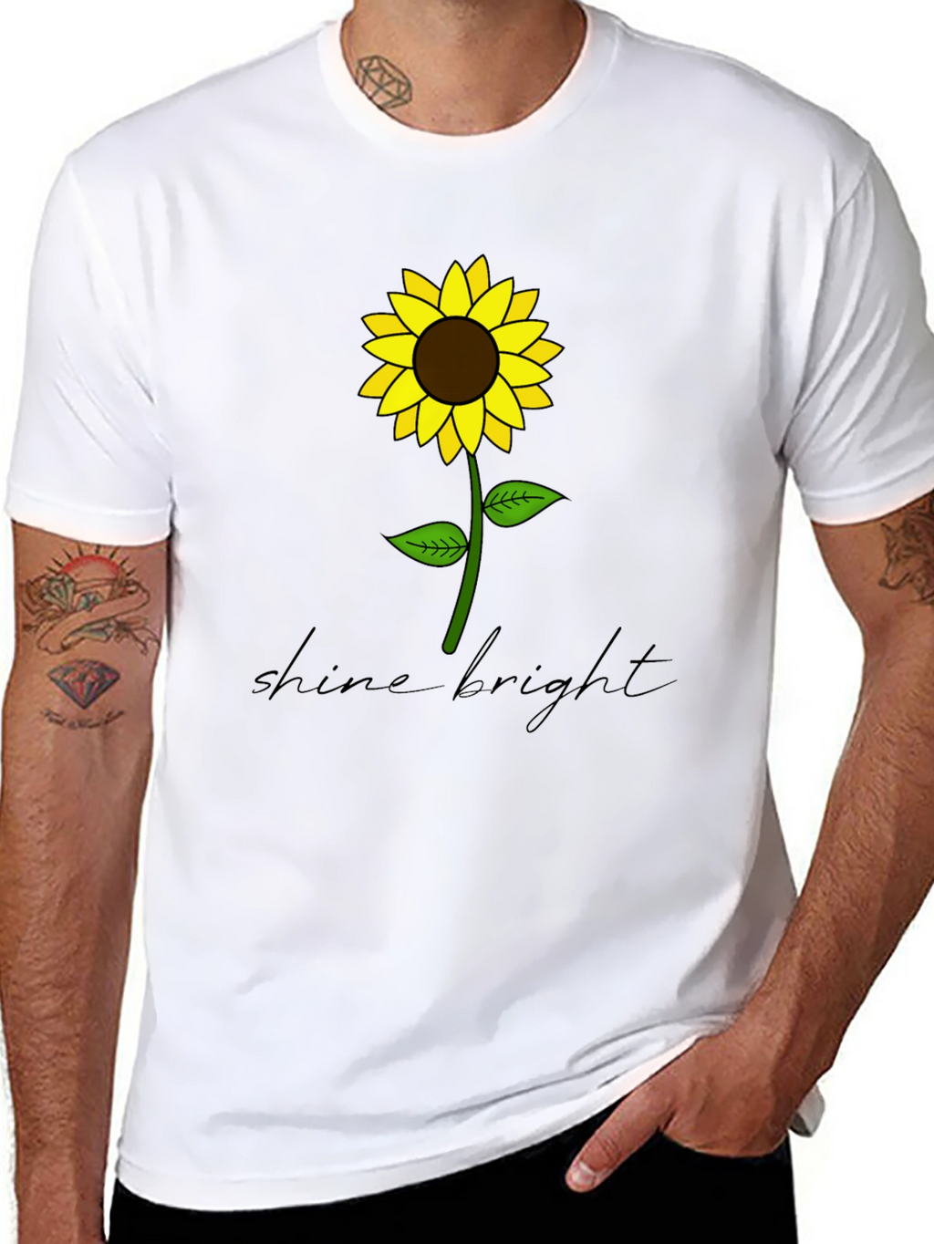 Shine Bright Sunflower Graphic Tee - Black