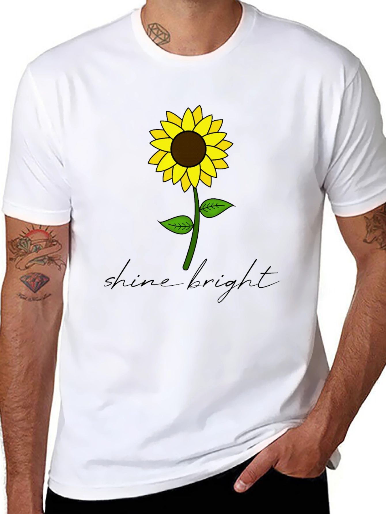 Shine Bright Sunflower Graphic Tee - Black