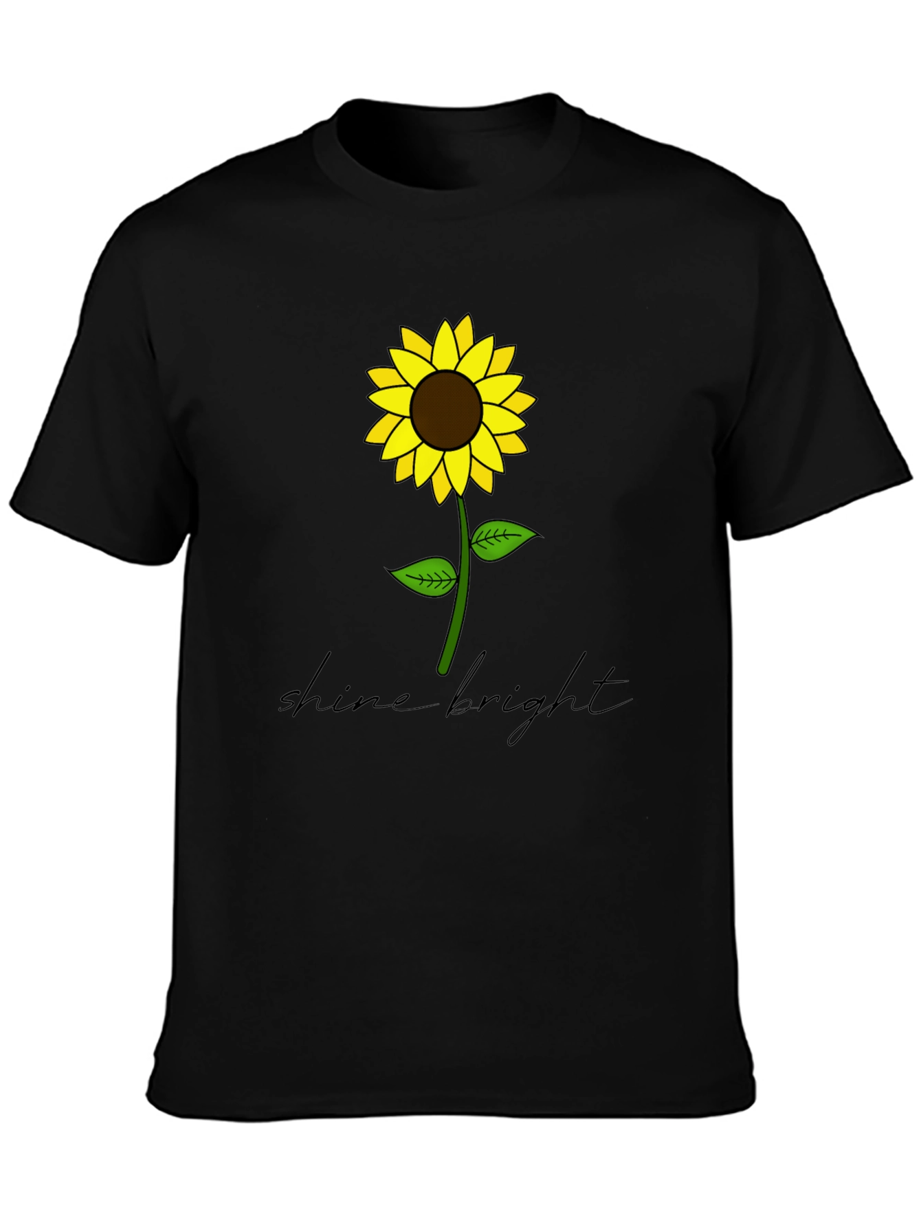 Shine Bright Sunflower Graphic Tee - Black