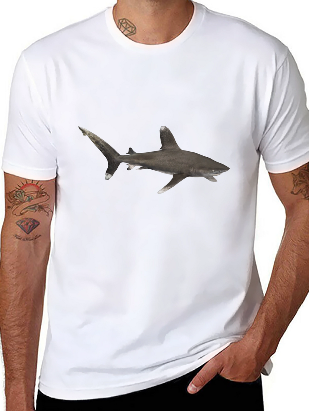Shark Graphic Black T-Shirt - Mens Casual Tee