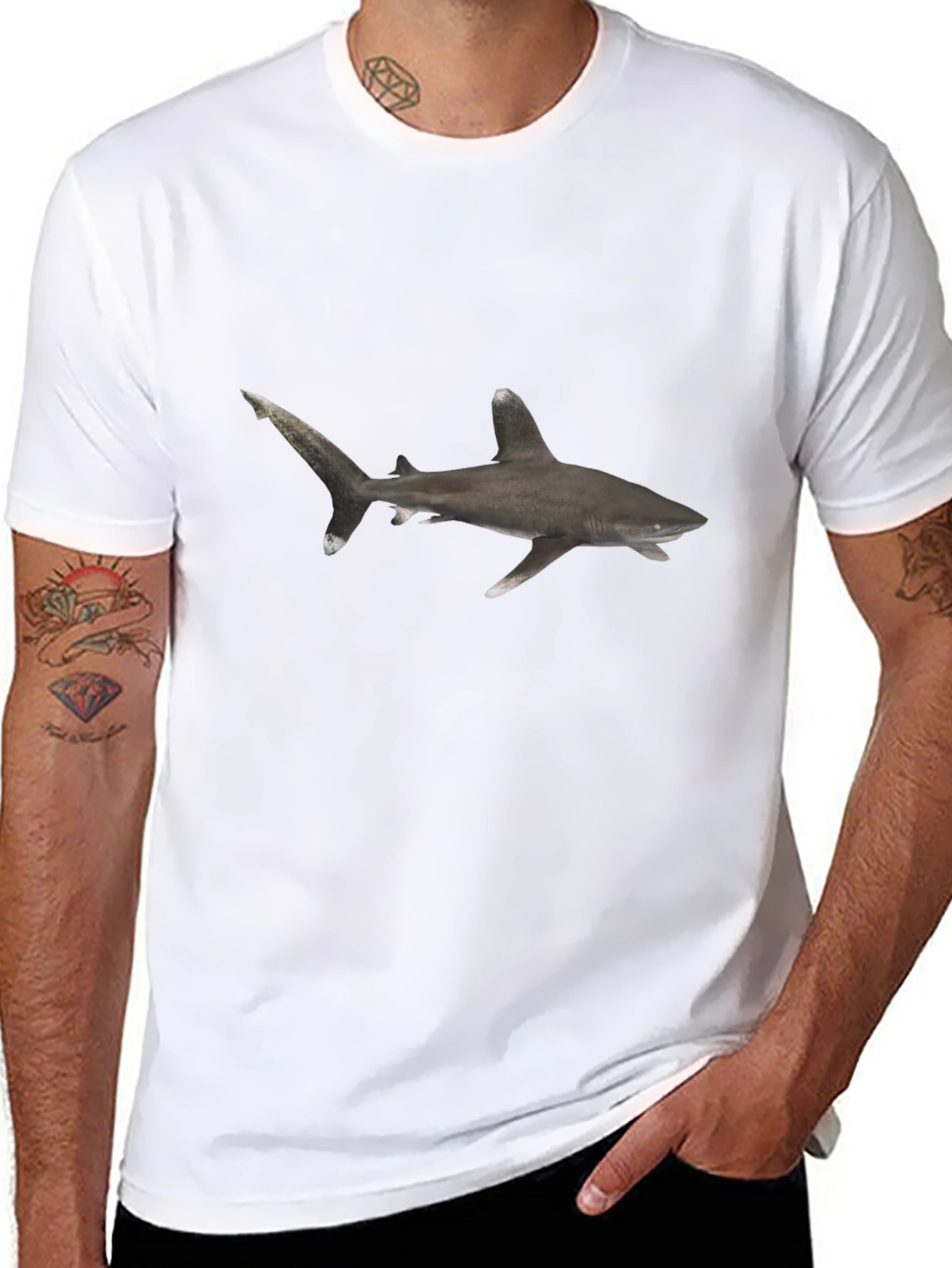 Shark Graphic Black T-Shirt - Mens Casual Tee