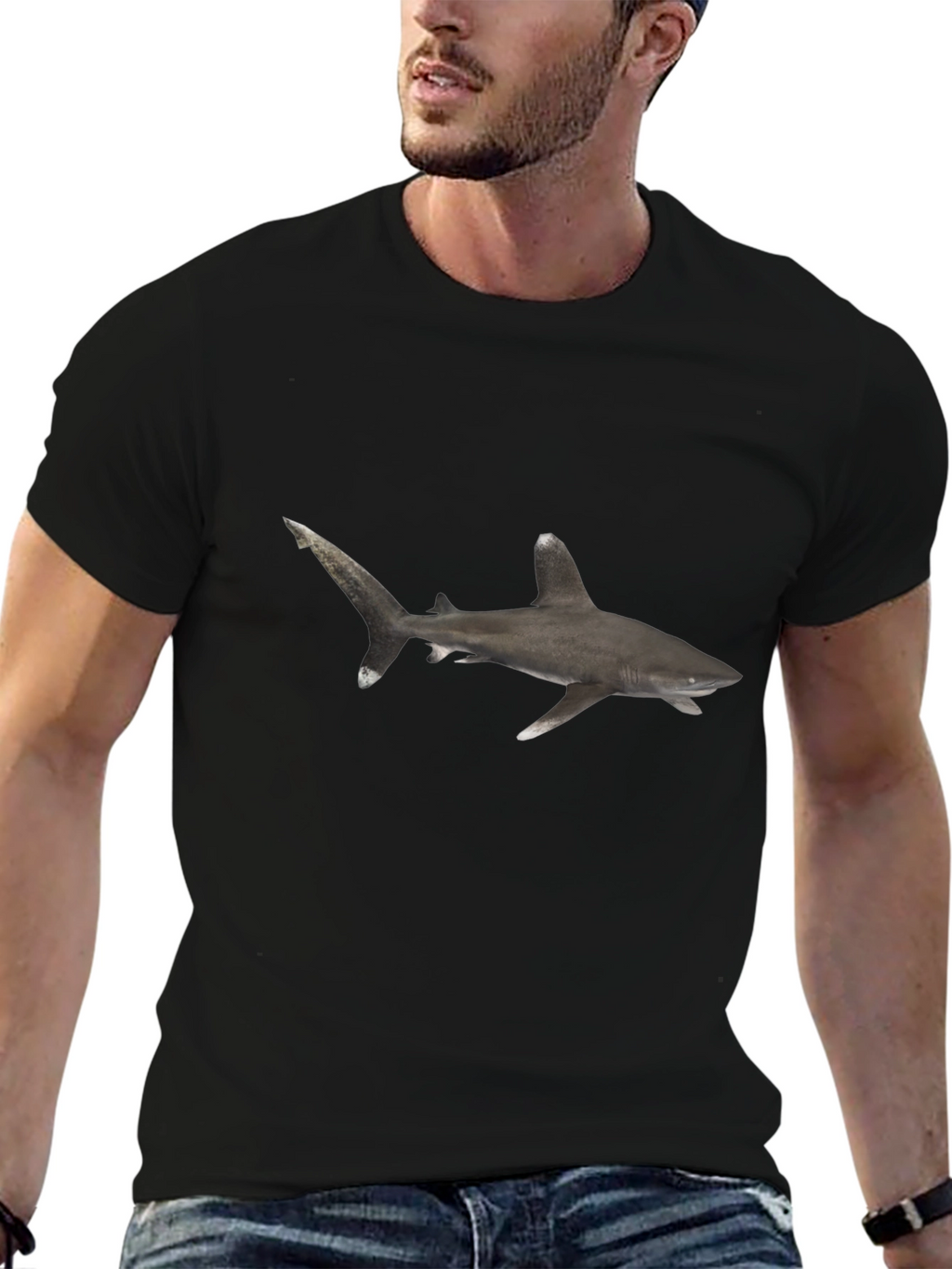 Shark Graphic Black T-Shirt - Mens Casual Tee
