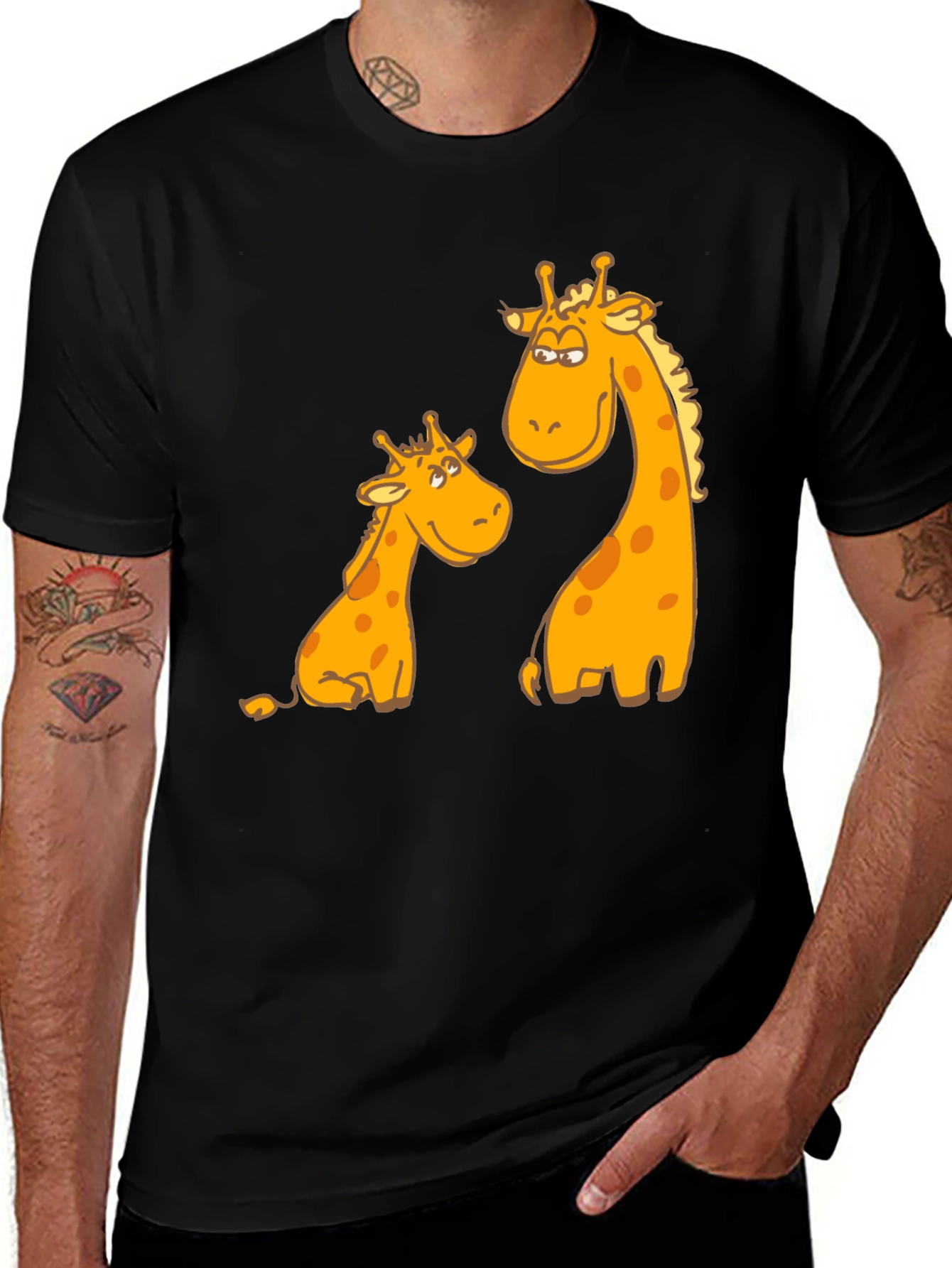 Giraffe Graphic Tee - Unique Animal Cartoon T-Shirt