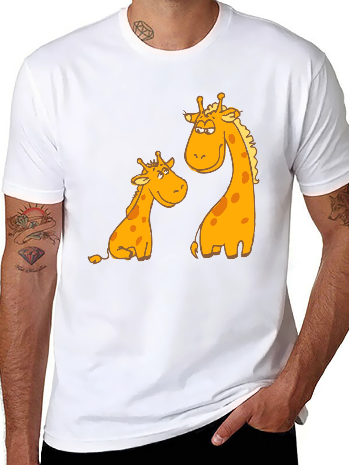 Giraffe Graphic Tee - Unique Animal Cartoon T-Shirt