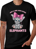 Girls Elephant Lover T-Shirt - Cute Cartoon Elephant Tee