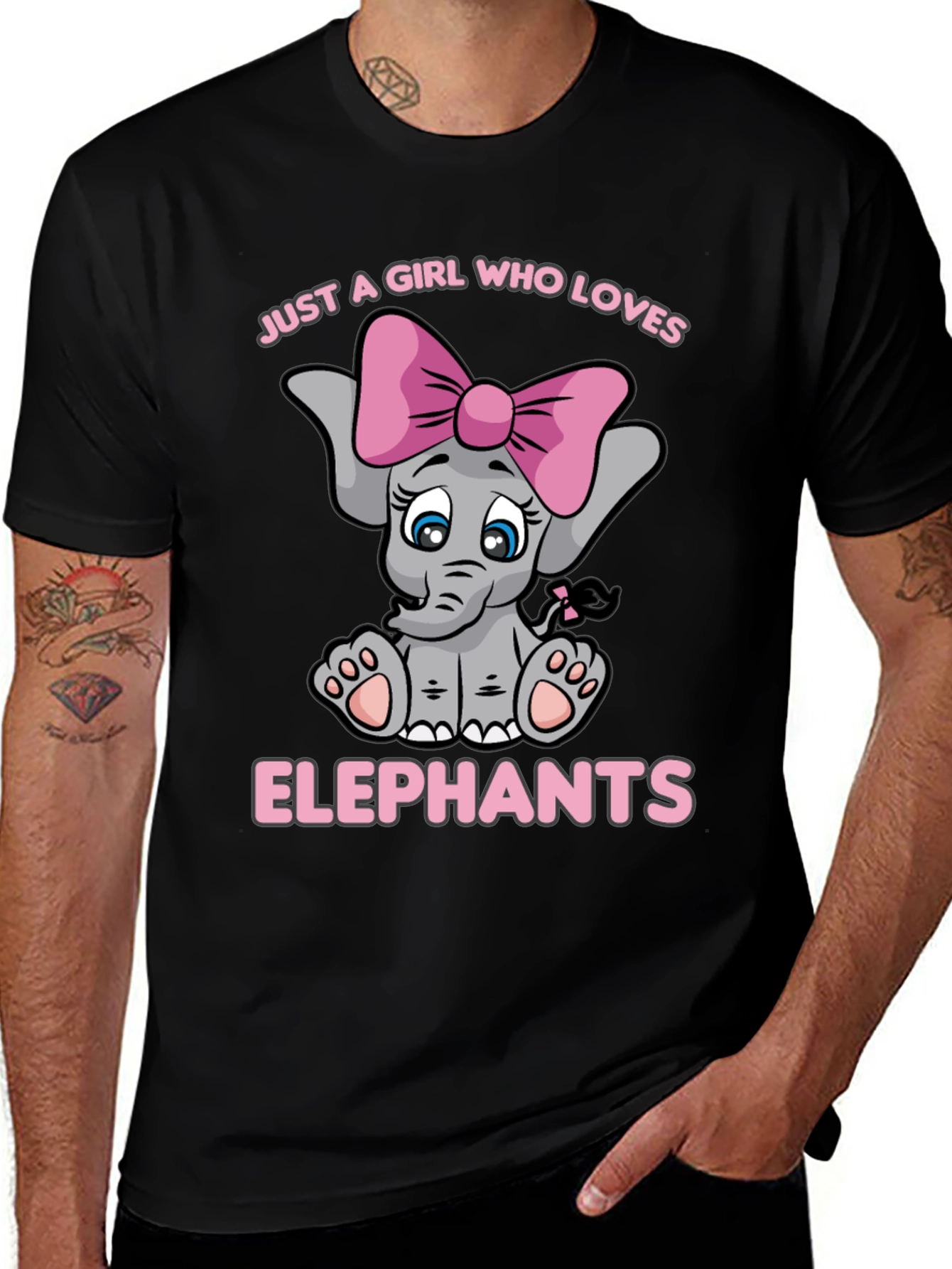 Girls Elephant Lover T-Shirt - Cute Cartoon Elephant Tee
