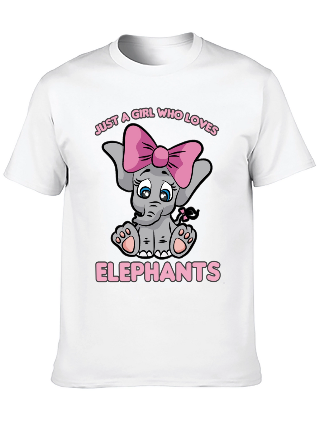 Girls Elephant Lover T-Shirt - Cute Cartoon Elephant Tee