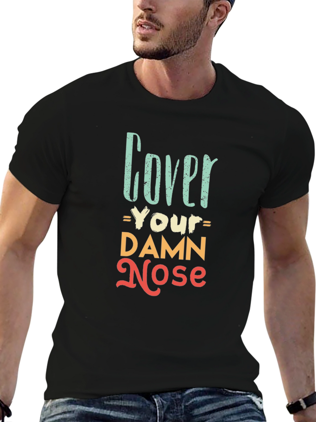Cover Your Damn Nose Graphic Tee - Black