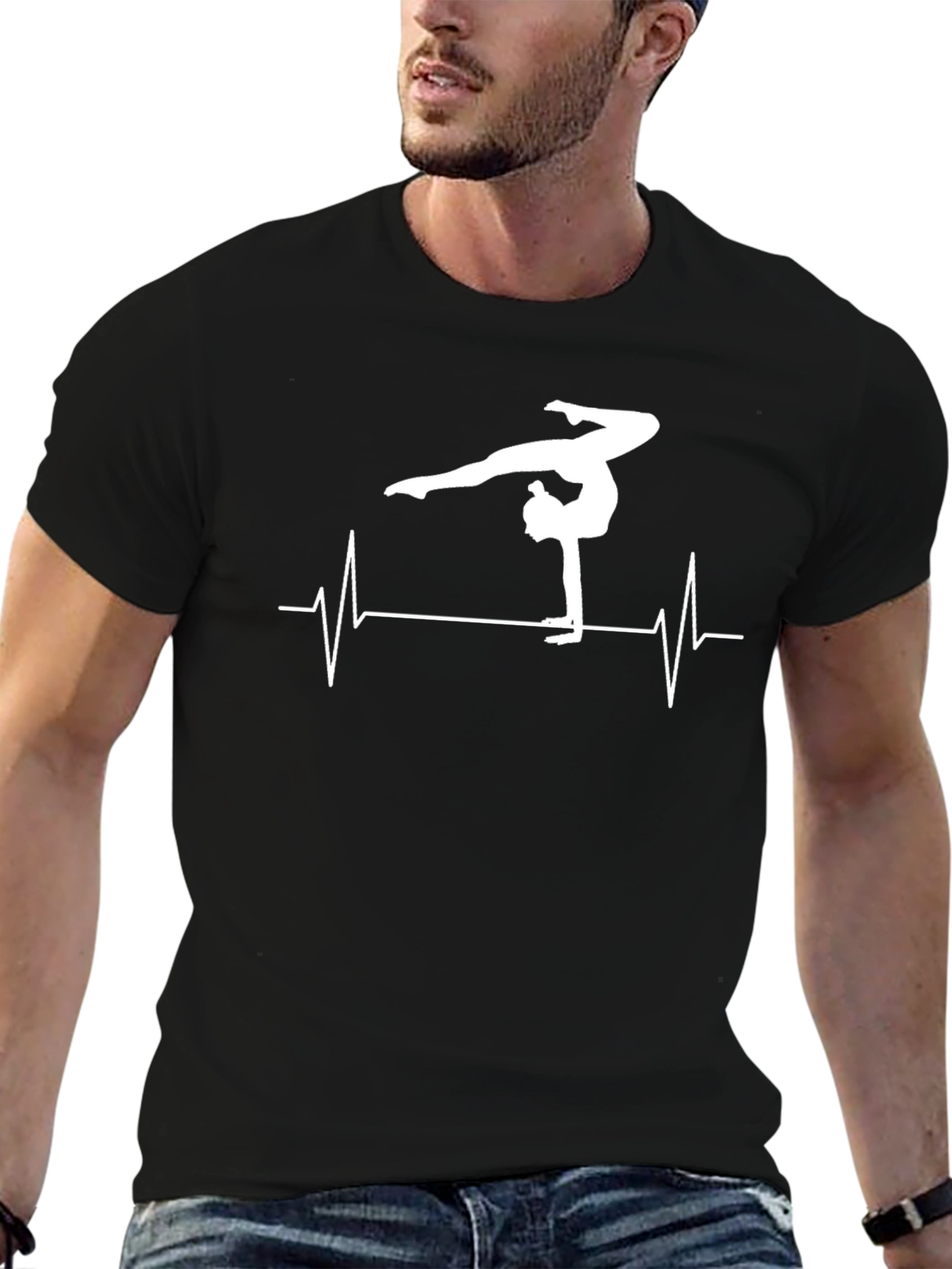 Gymnast Heartbeat Graphic Tee - Black