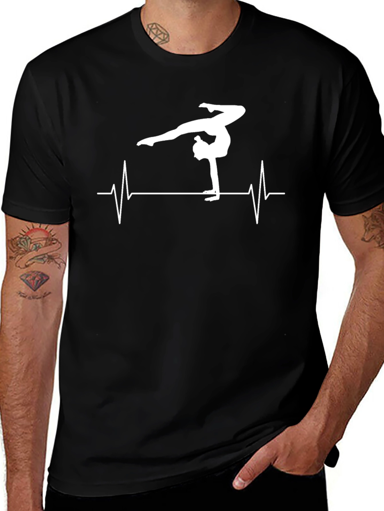 Gymnast Heartbeat Graphic Tee - Black