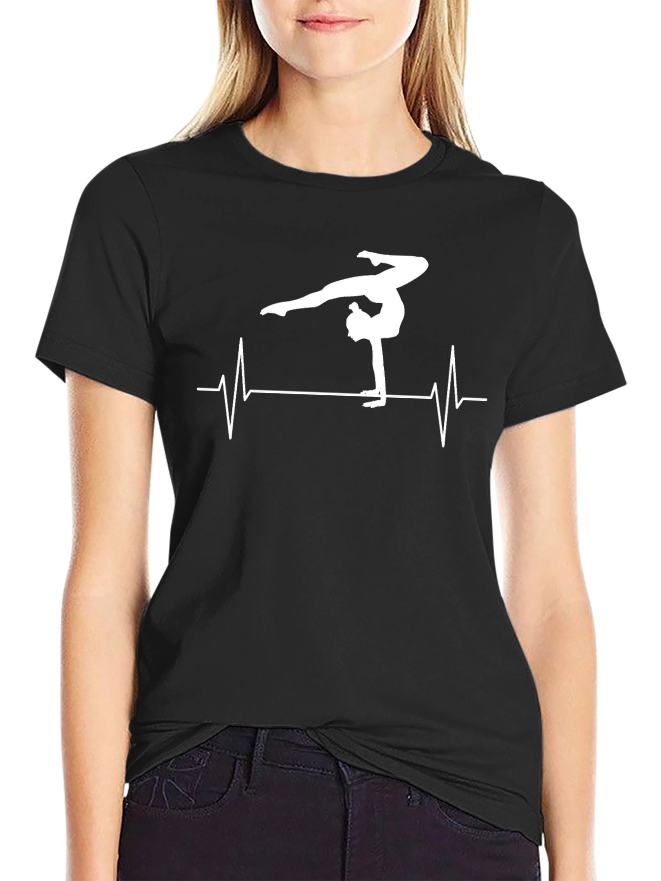 Gymnast Heartbeat Graphic Tee - Black