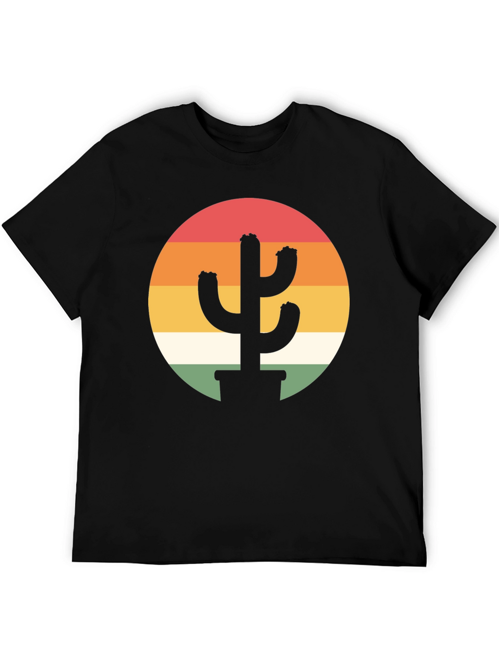 Retro Cactus Sunset Graphic Tee - Black