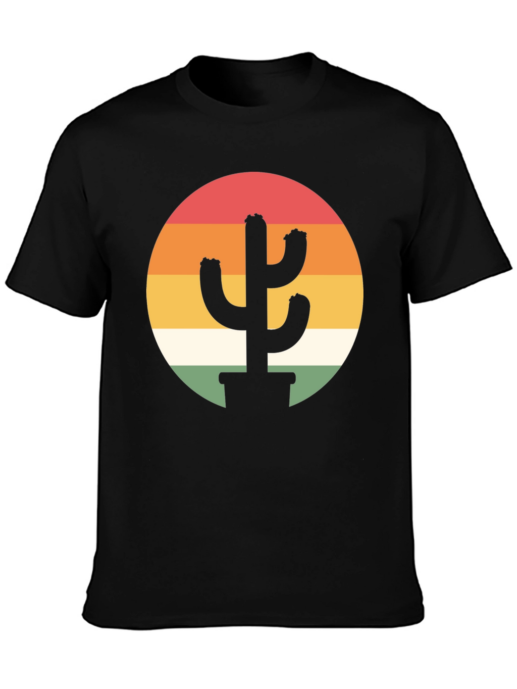 Retro Cactus Sunset Graphic Tee - Black