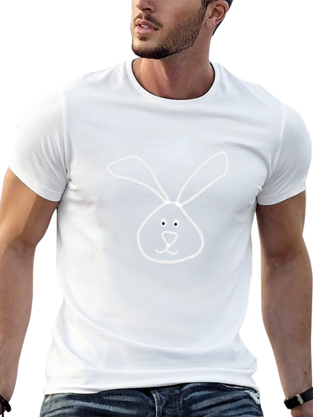 Black T-Shirt with Cute Bunny Print