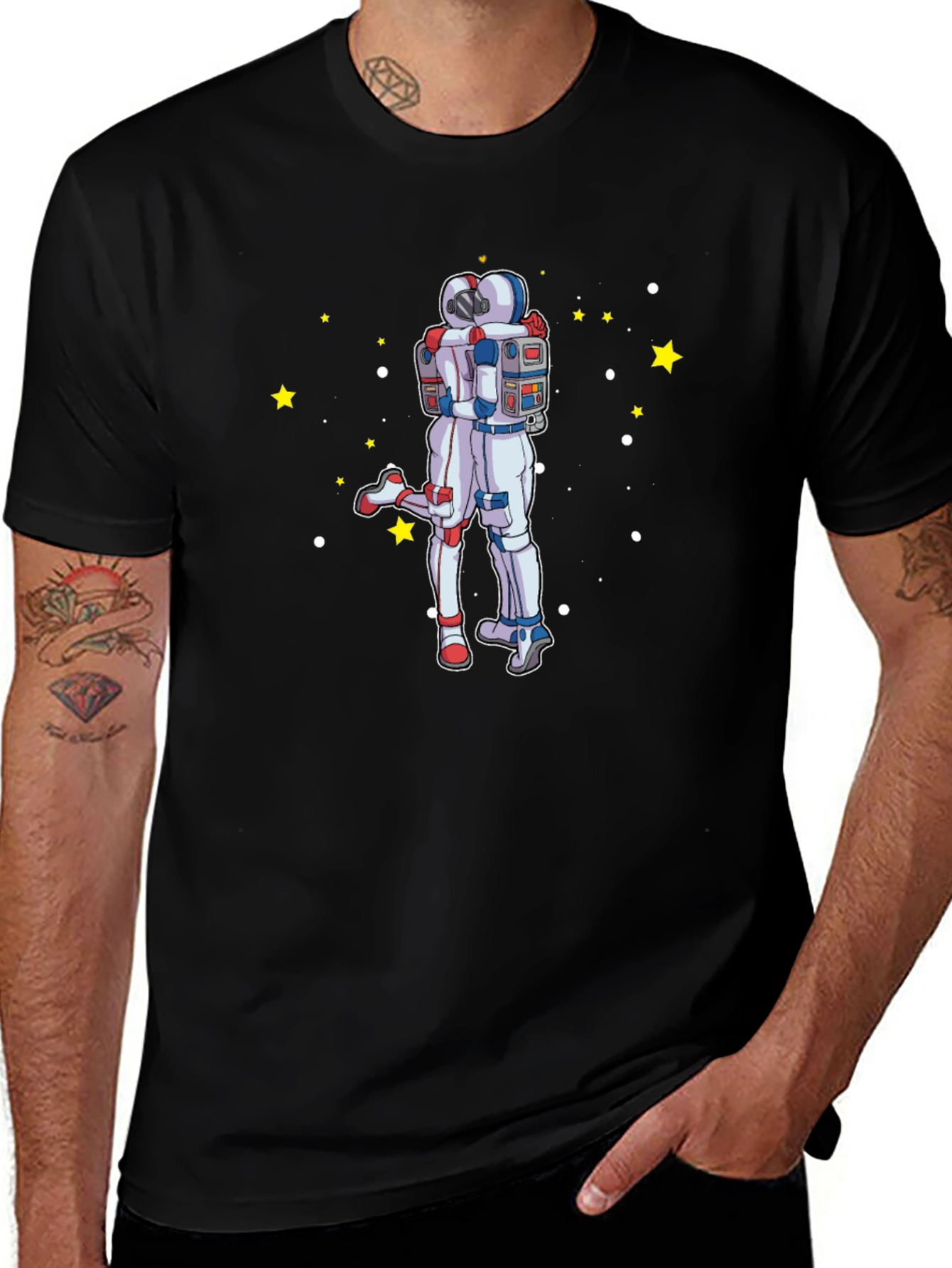 Astronaut Hug Graphic T-Shirt - Space Lovers Tee