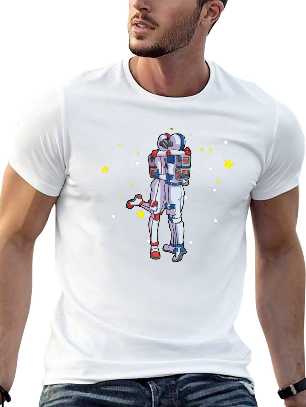 Astronaut Hug Graphic T-Shirt - Space Lovers Tee