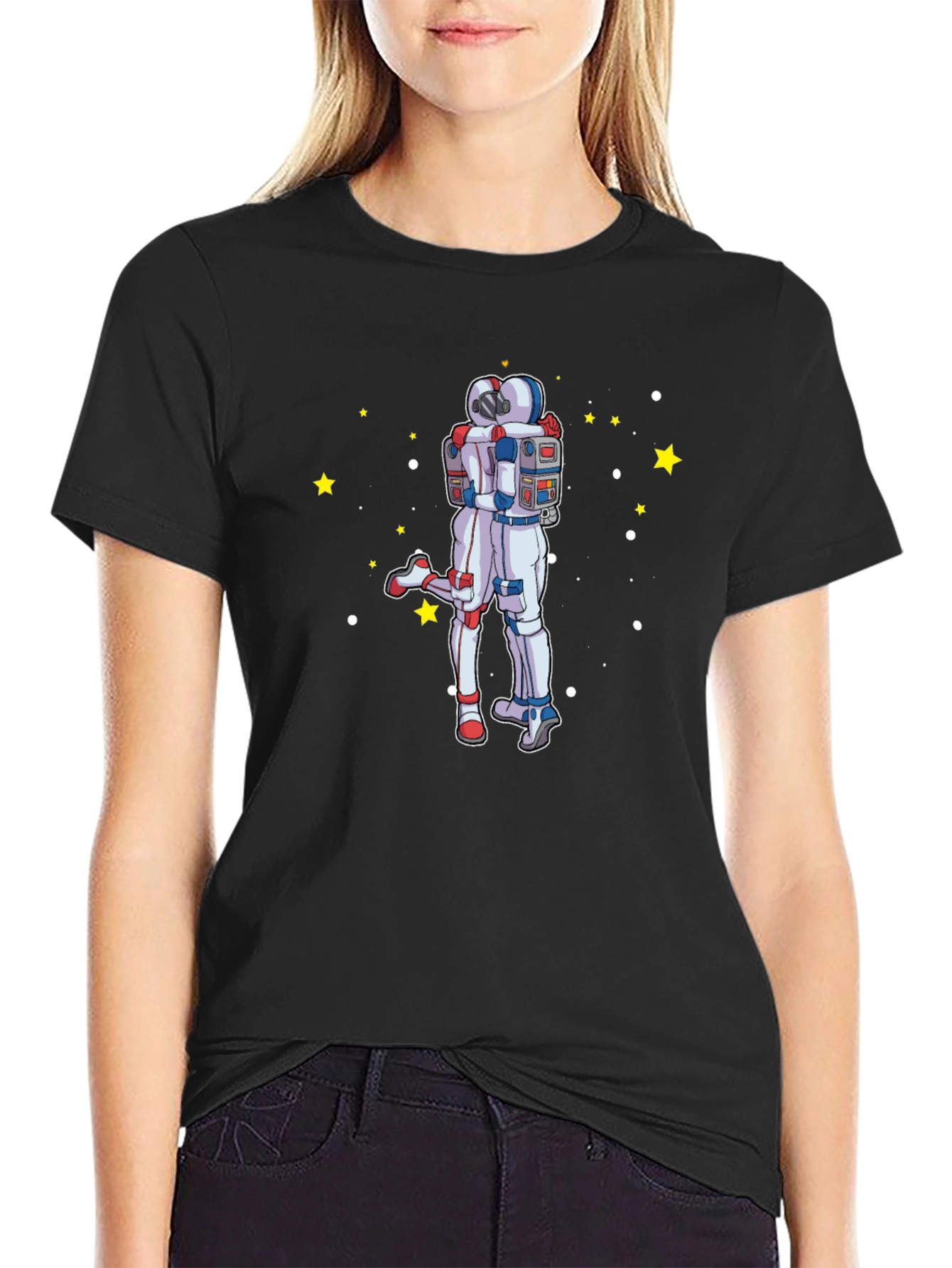 Astronaut Hug Graphic T-Shirt - Space Lovers Tee