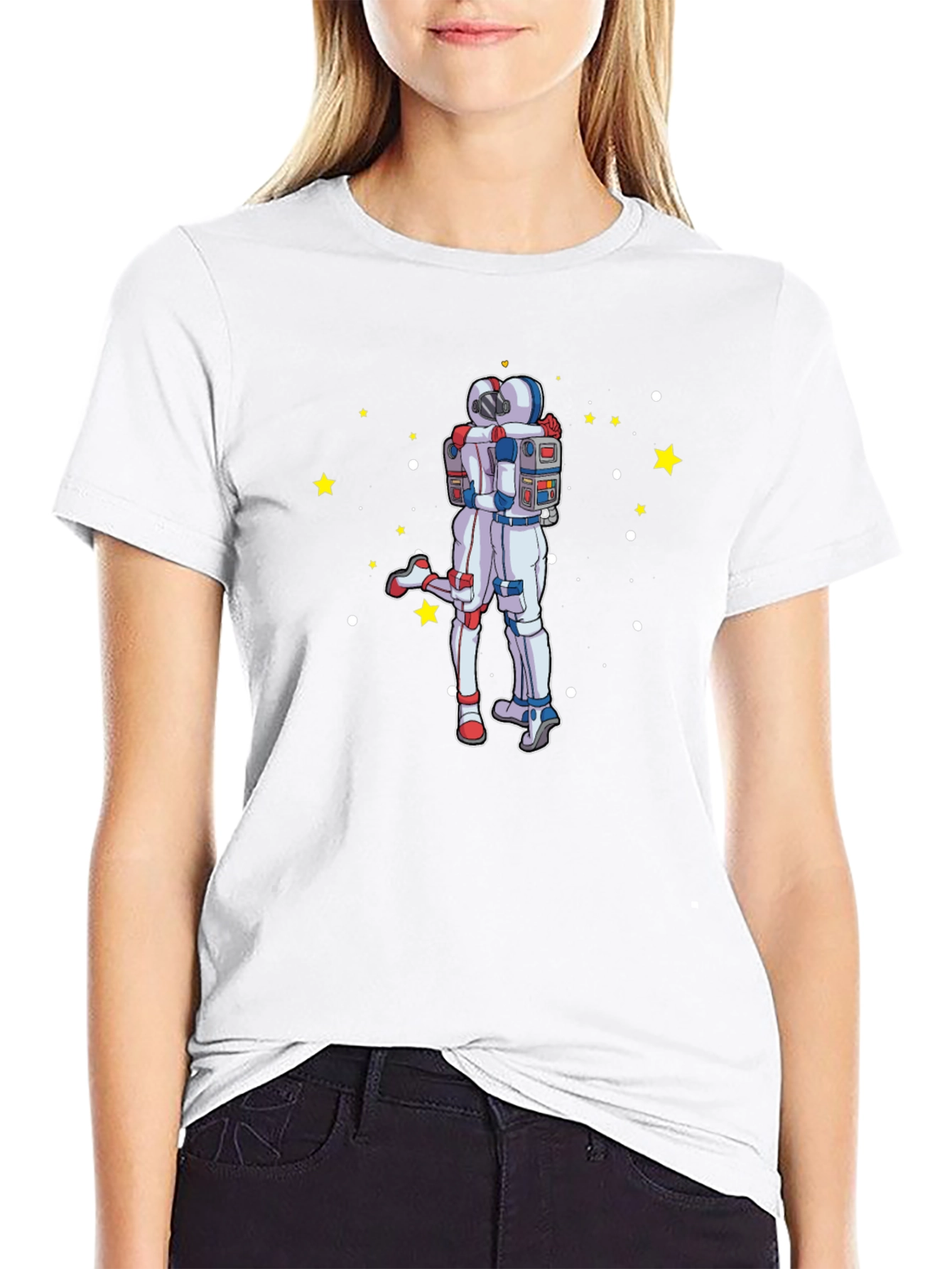 Astronaut Hug Graphic T-Shirt - Space Lovers Tee