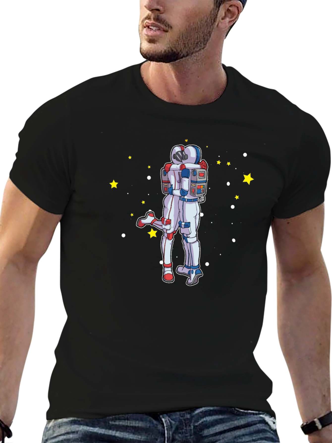 Astronaut Hug Graphic T-Shirt - Space Lovers Tee