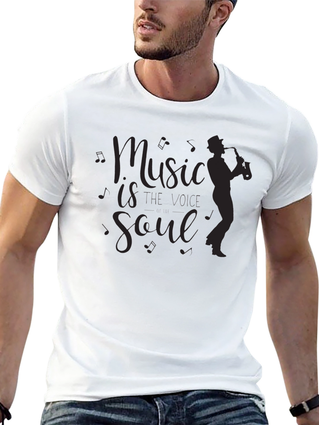 Music is Soul Graphic Tee - Black Cotton T-Shirt