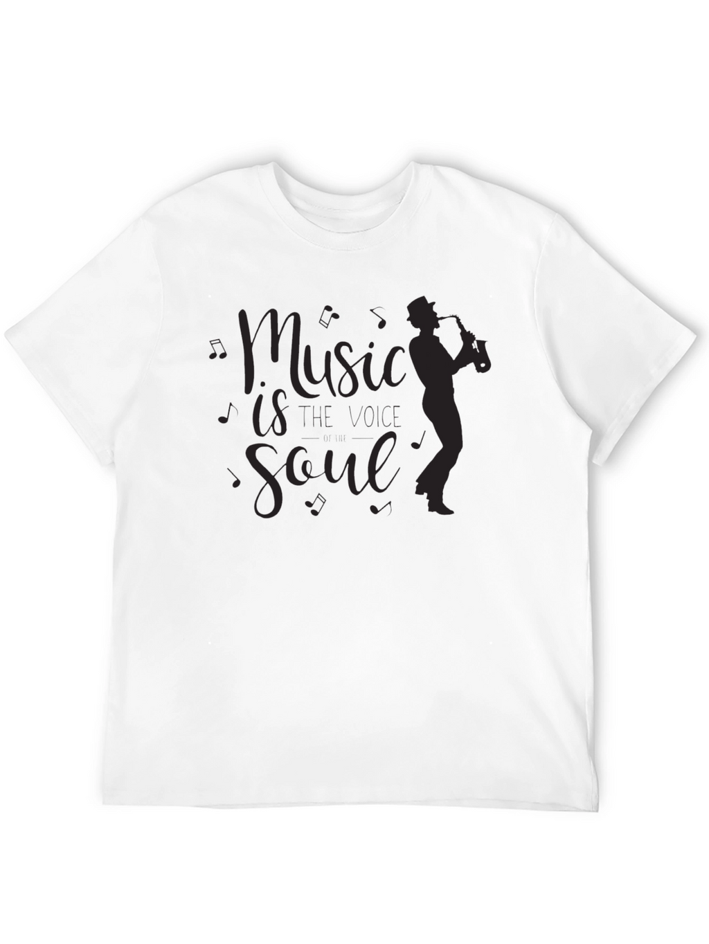 Music is Soul Graphic Tee - Black Cotton T-Shirt
