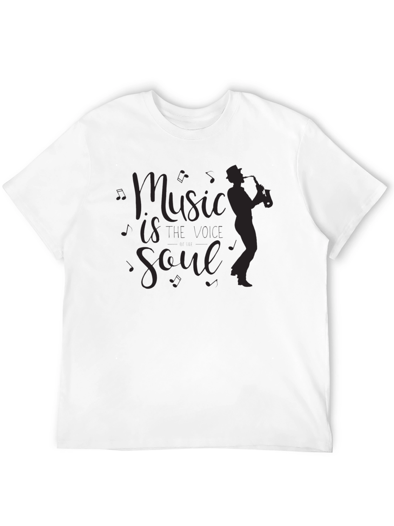 Music is Soul Graphic Tee - Black Cotton T-Shirt
