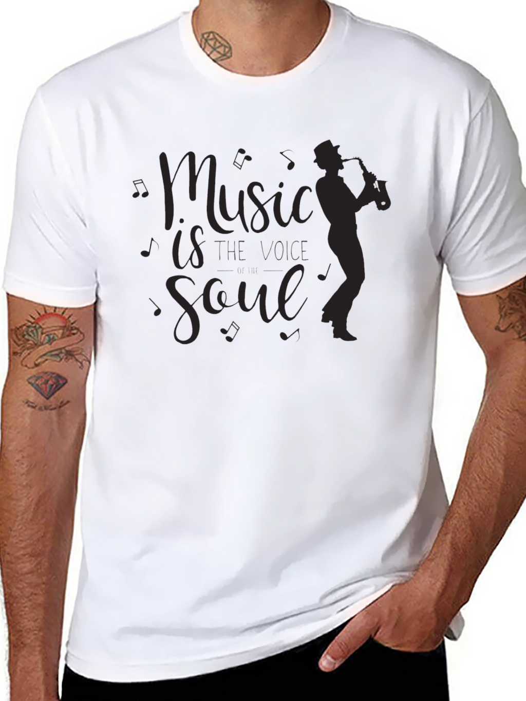 Music is Soul Graphic Tee - Black Cotton T-Shirt