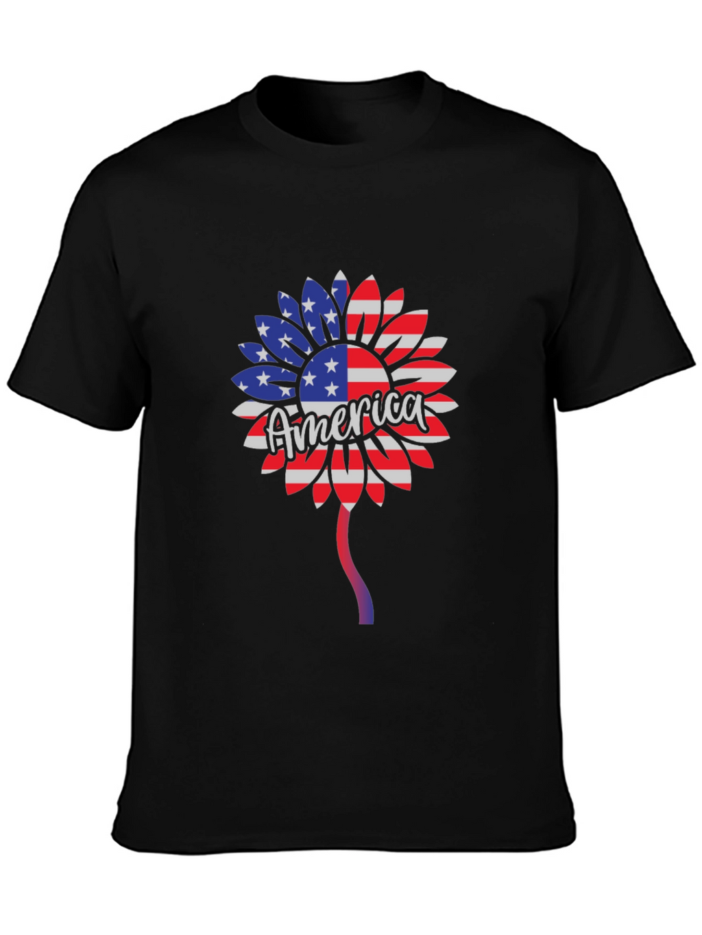 Patriotic Sunflower T-Shirt - USA Flag Design