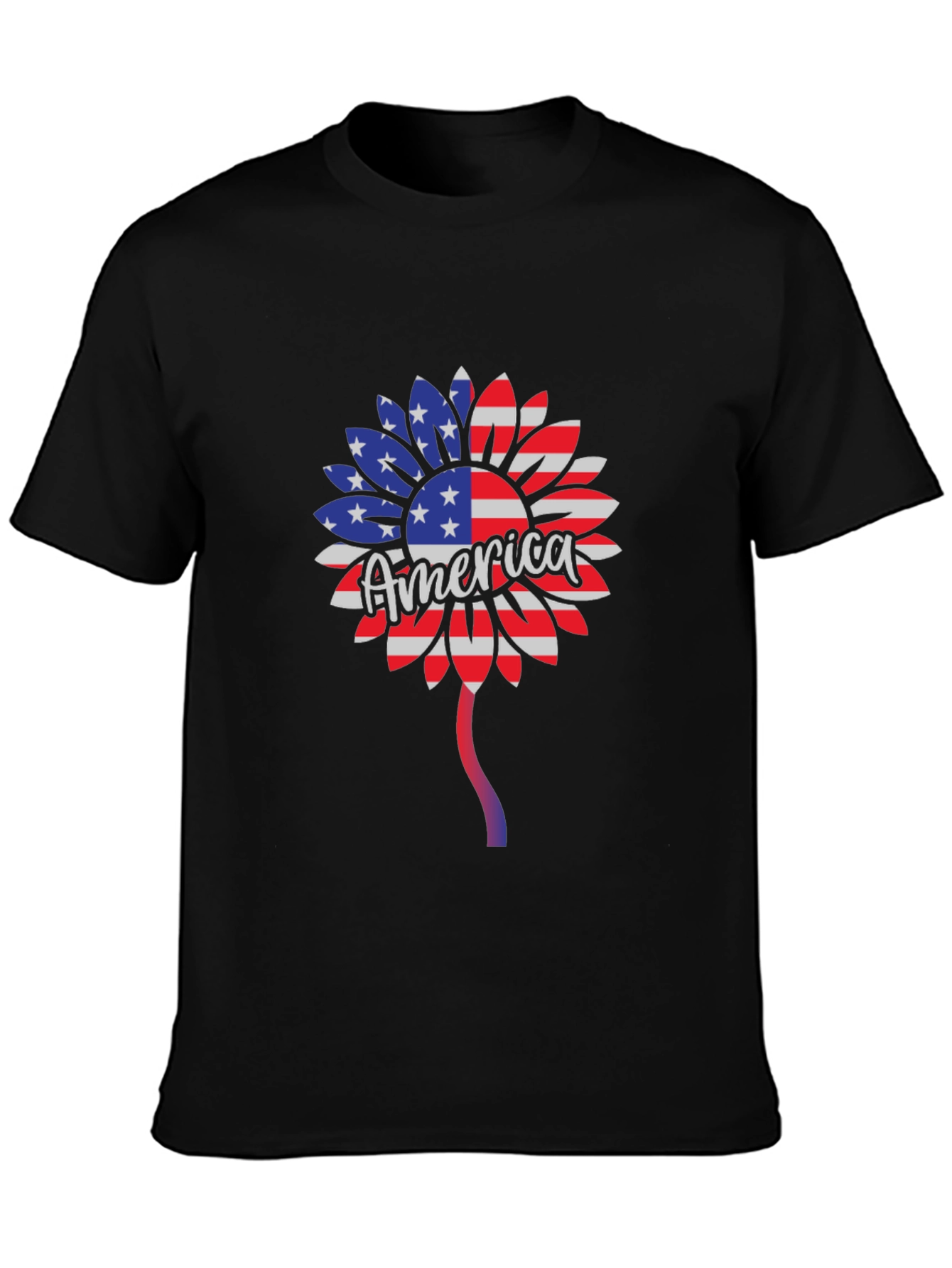 Patriotic Sunflower T-Shirt - USA Flag Design