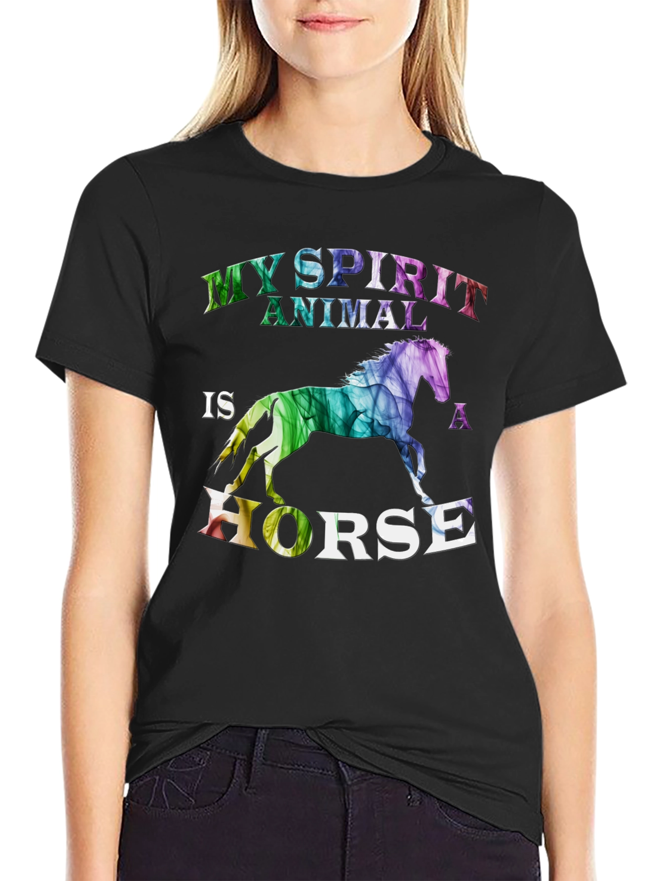 My Spirit Animal is a Horse Black Graphic Tee