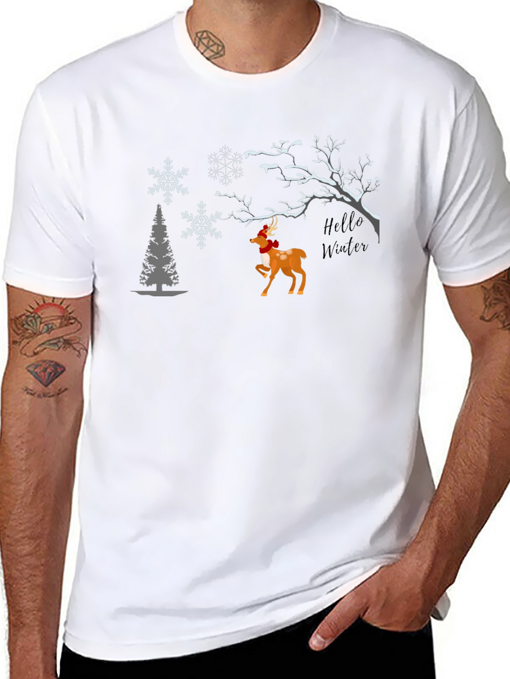 Winter Deer Graphic Tee - Festive Season Comfort