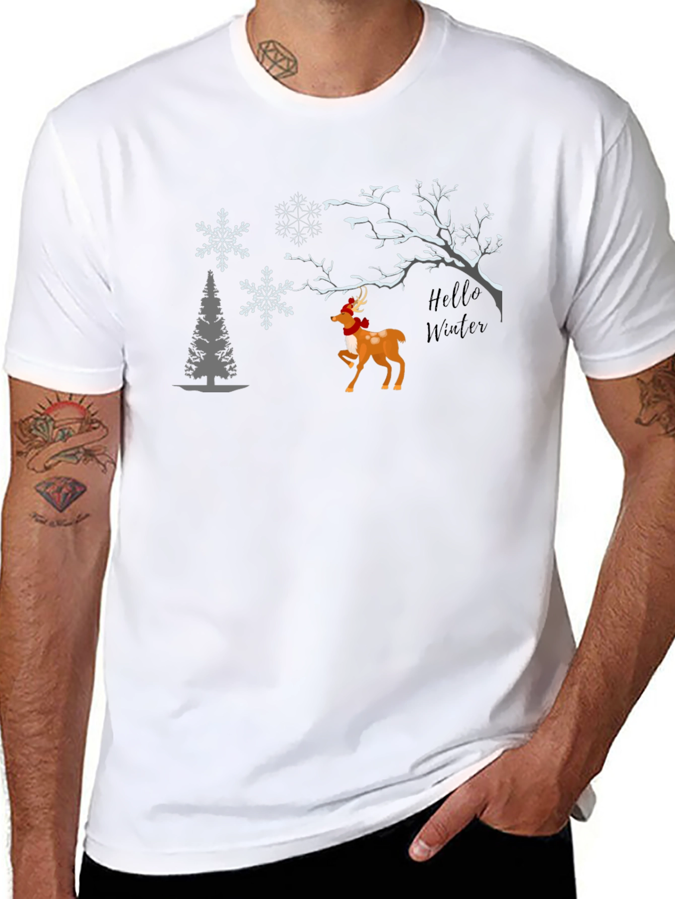 Winter Deer Graphic Tee - Festive Season Comfort