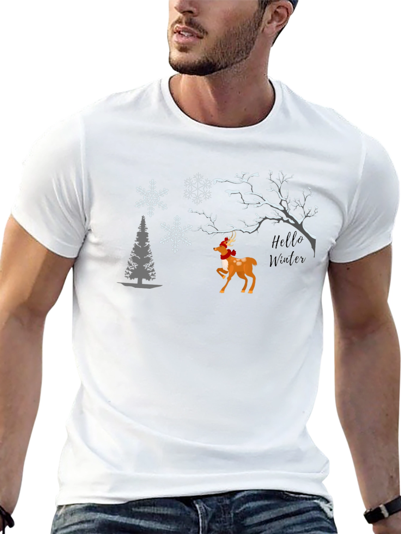Winter Deer Graphic Tee - Festive Season Comfort