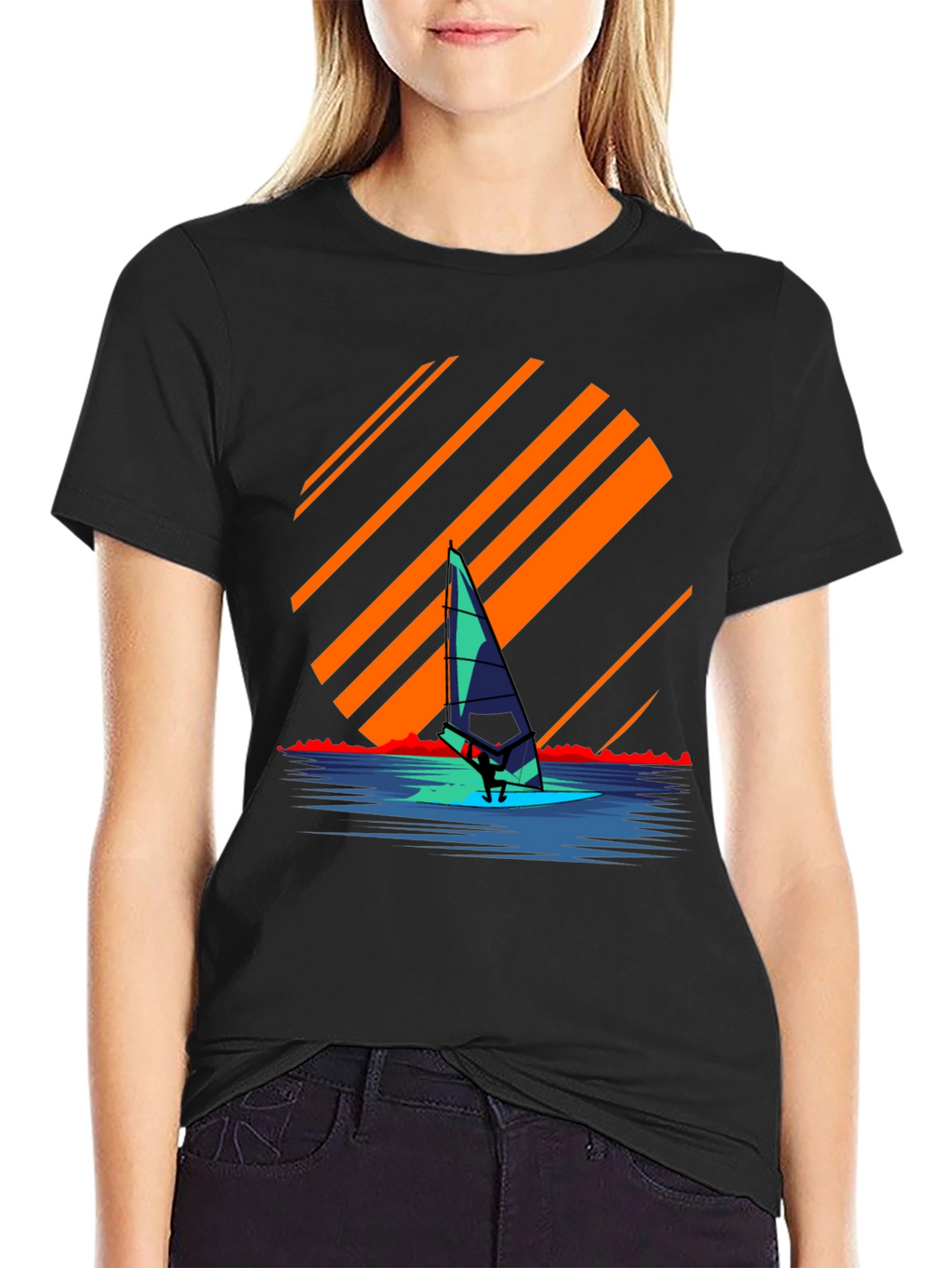Windsurfing Sunset Graphic Tee - Retro Style