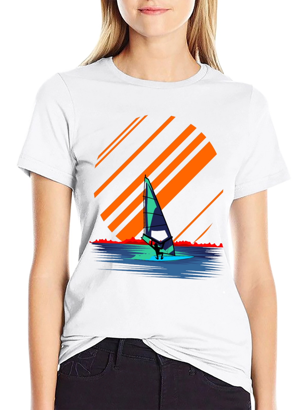 Windsurfing Sunset Graphic Tee - Retro Style