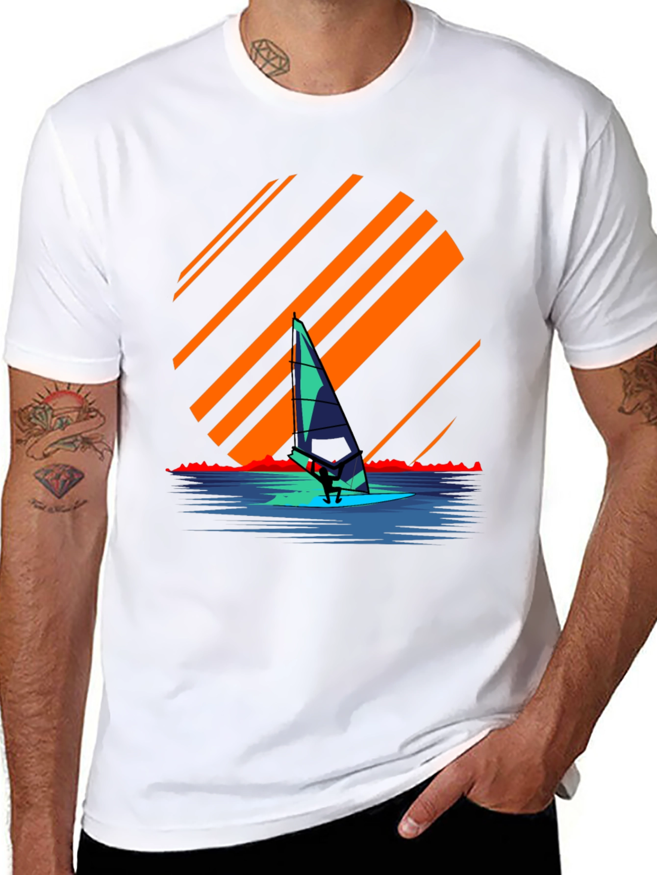 Windsurfing Sunset Graphic Tee - Retro Style