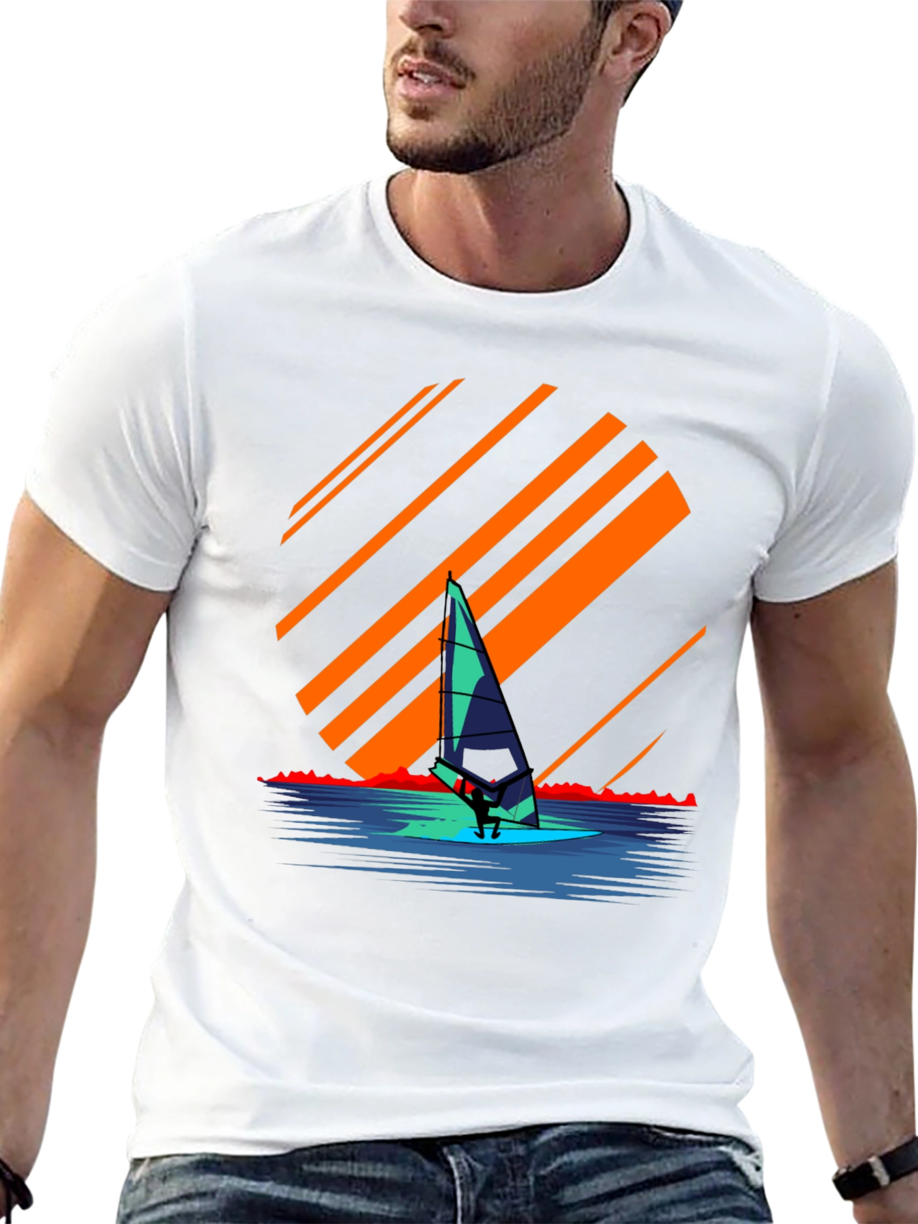 Windsurfing Sunset Graphic Tee - Retro Style