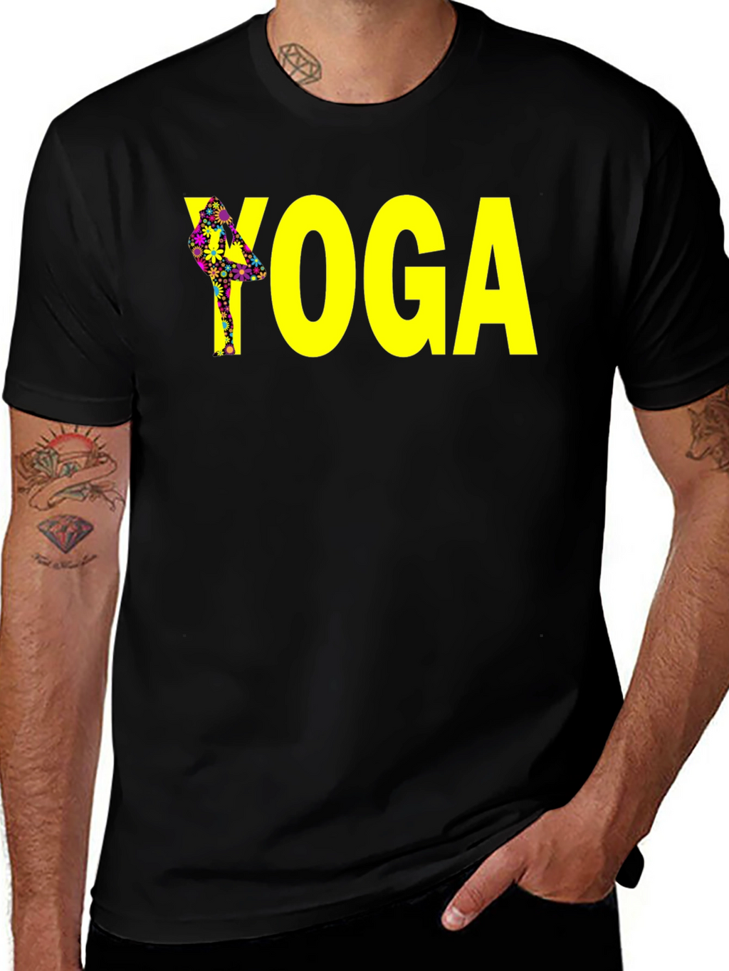 Yoga Tree Pose Graphic Tee - Black