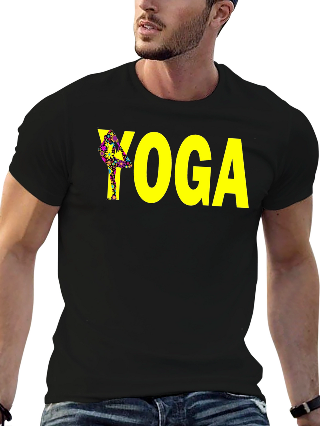 Yoga Tree Pose Graphic Tee - Black