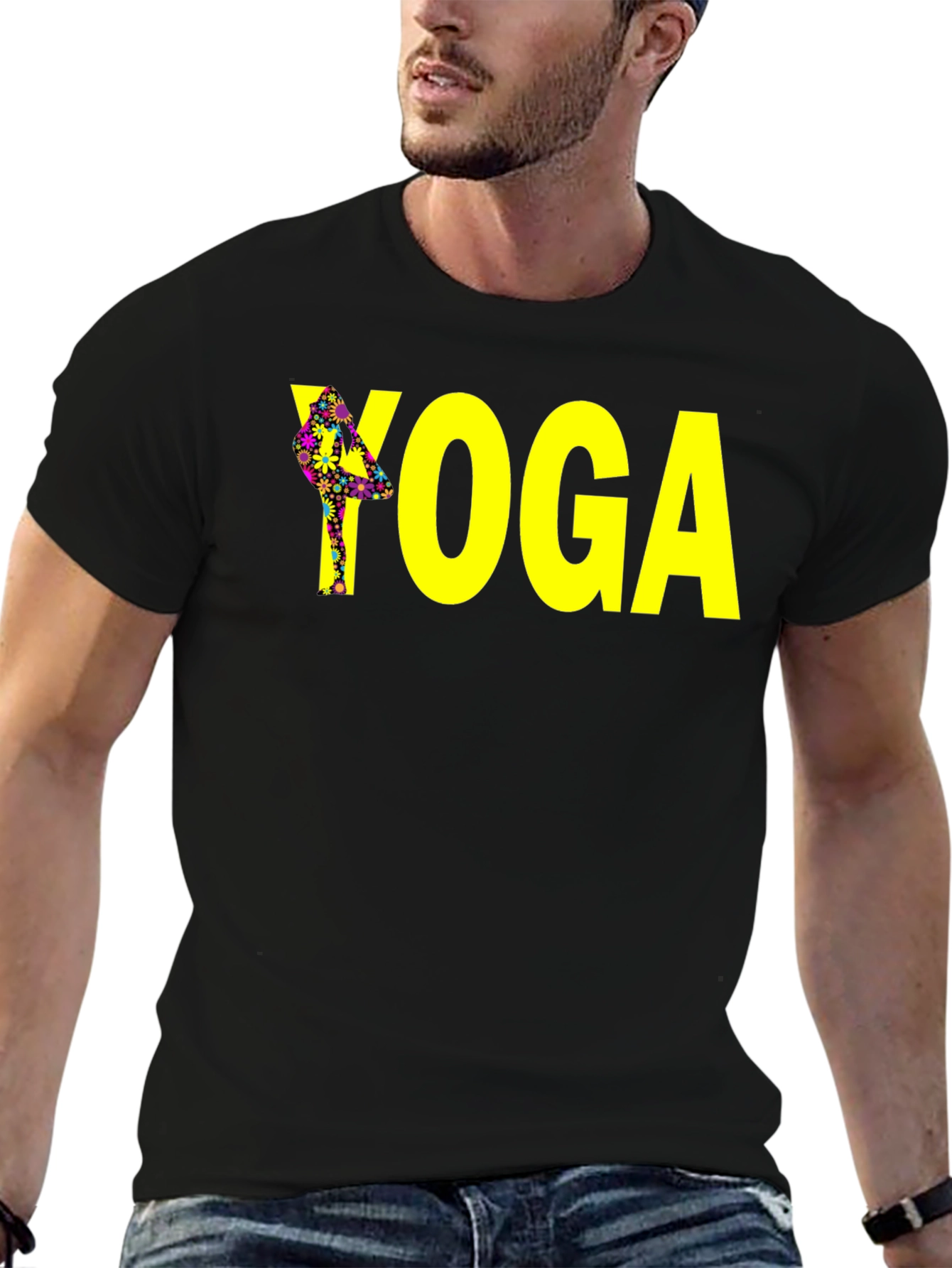 Yoga Tree Pose Graphic Tee - Black
