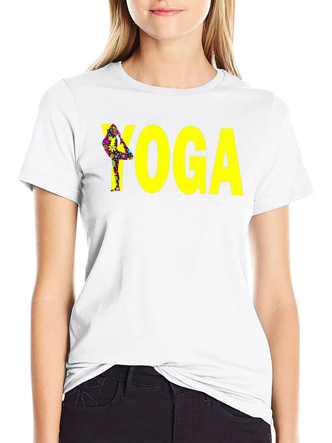 Yoga Tree Pose Graphic Tee - Black