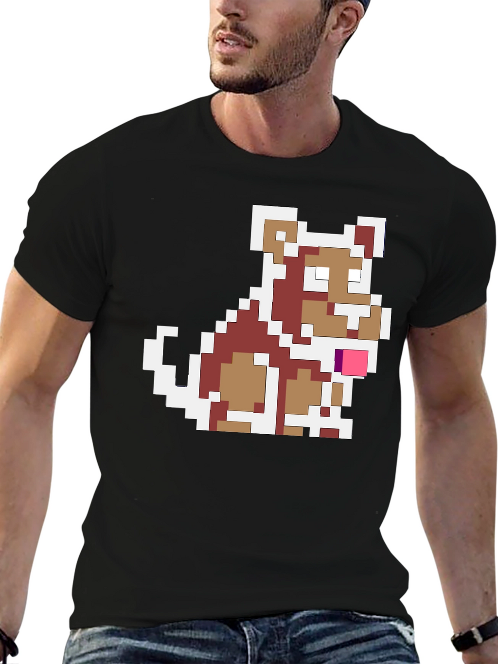 Pixel Dog Graphic Tee - Retro Gamer Style
