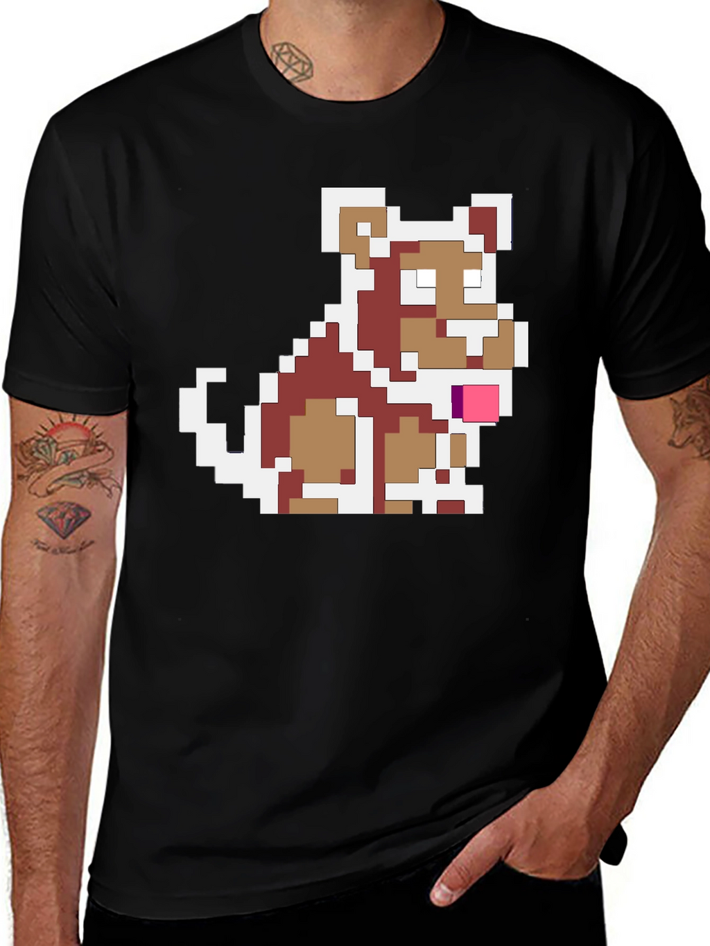 Pixel Dog Graphic Tee - Retro Gamer Style