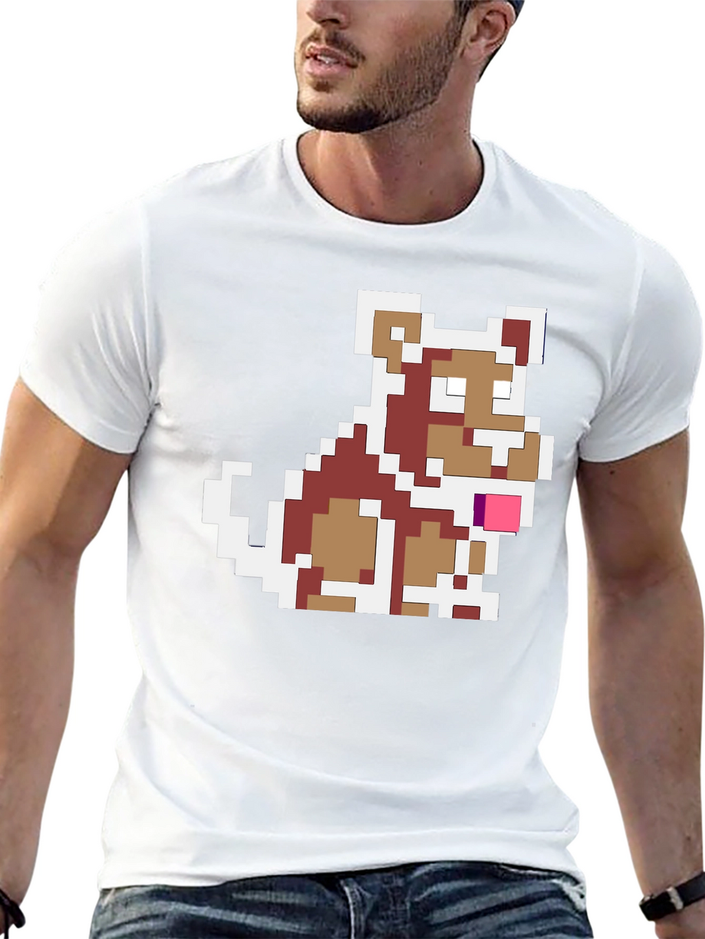 Pixel Dog Graphic Tee - Retro Gamer Style
