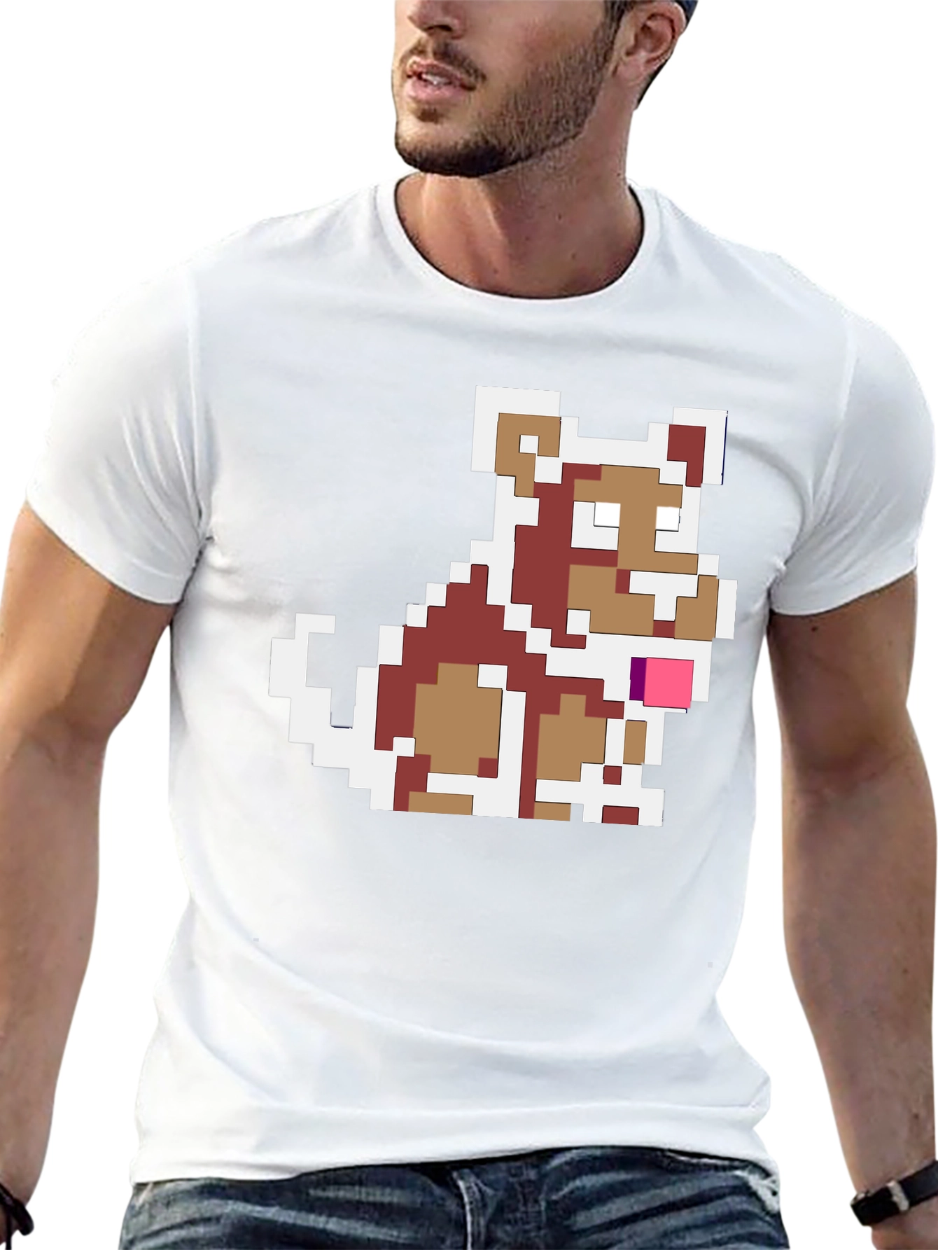 Pixel Dog Graphic Tee - Retro Gamer Style