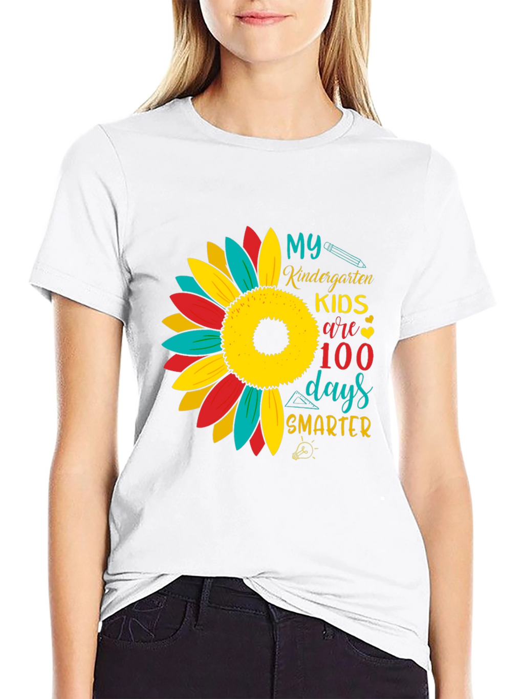 Kindergarten 100 Days Smarter Sunflower T-Shirt