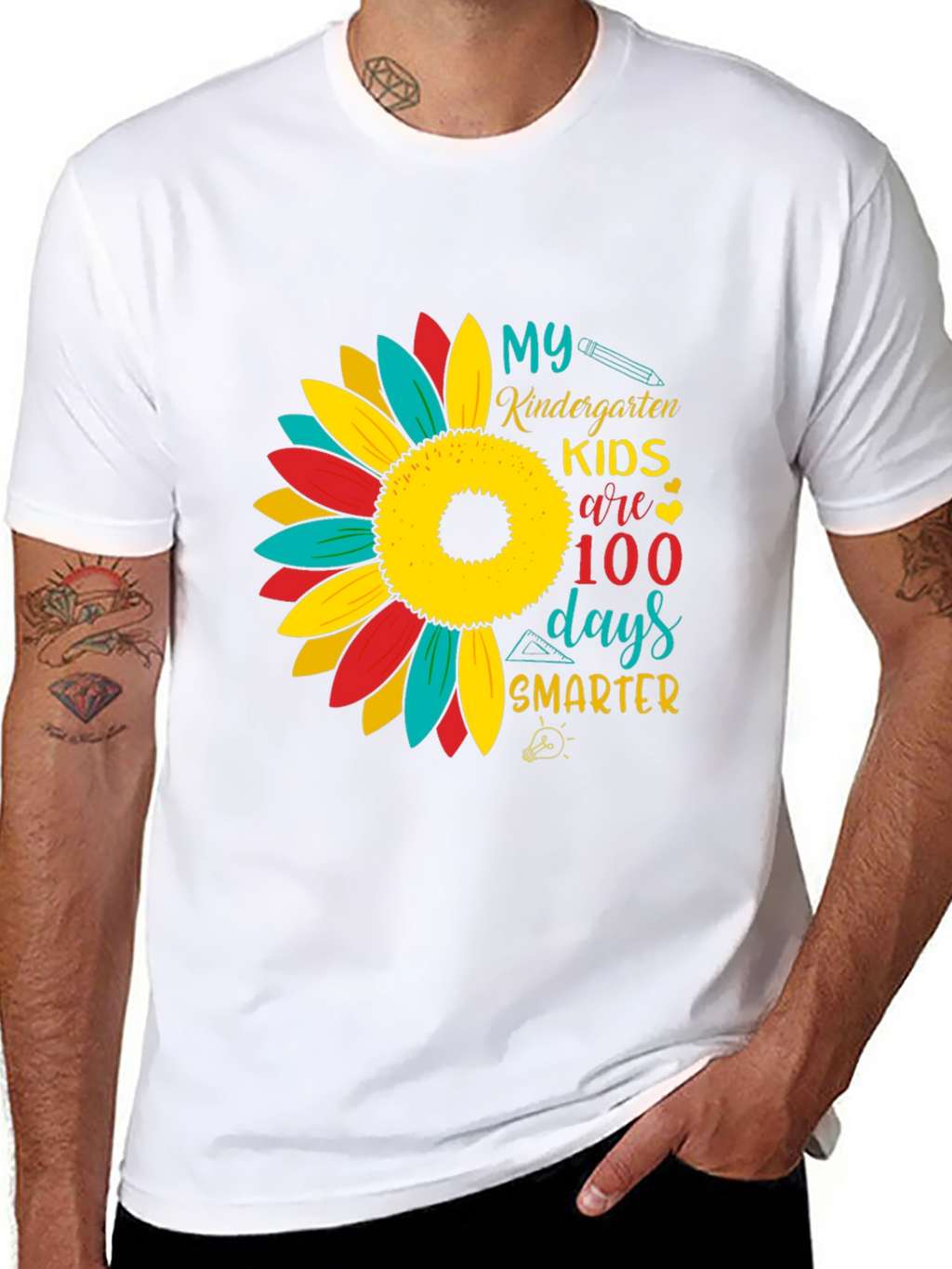 Kindergarten 100 Days Smarter Sunflower T-Shirt