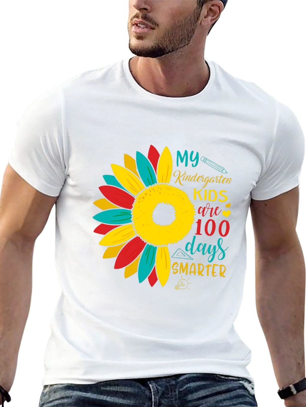 Kindergarten 100 Days Smarter Sunflower T-Shirt