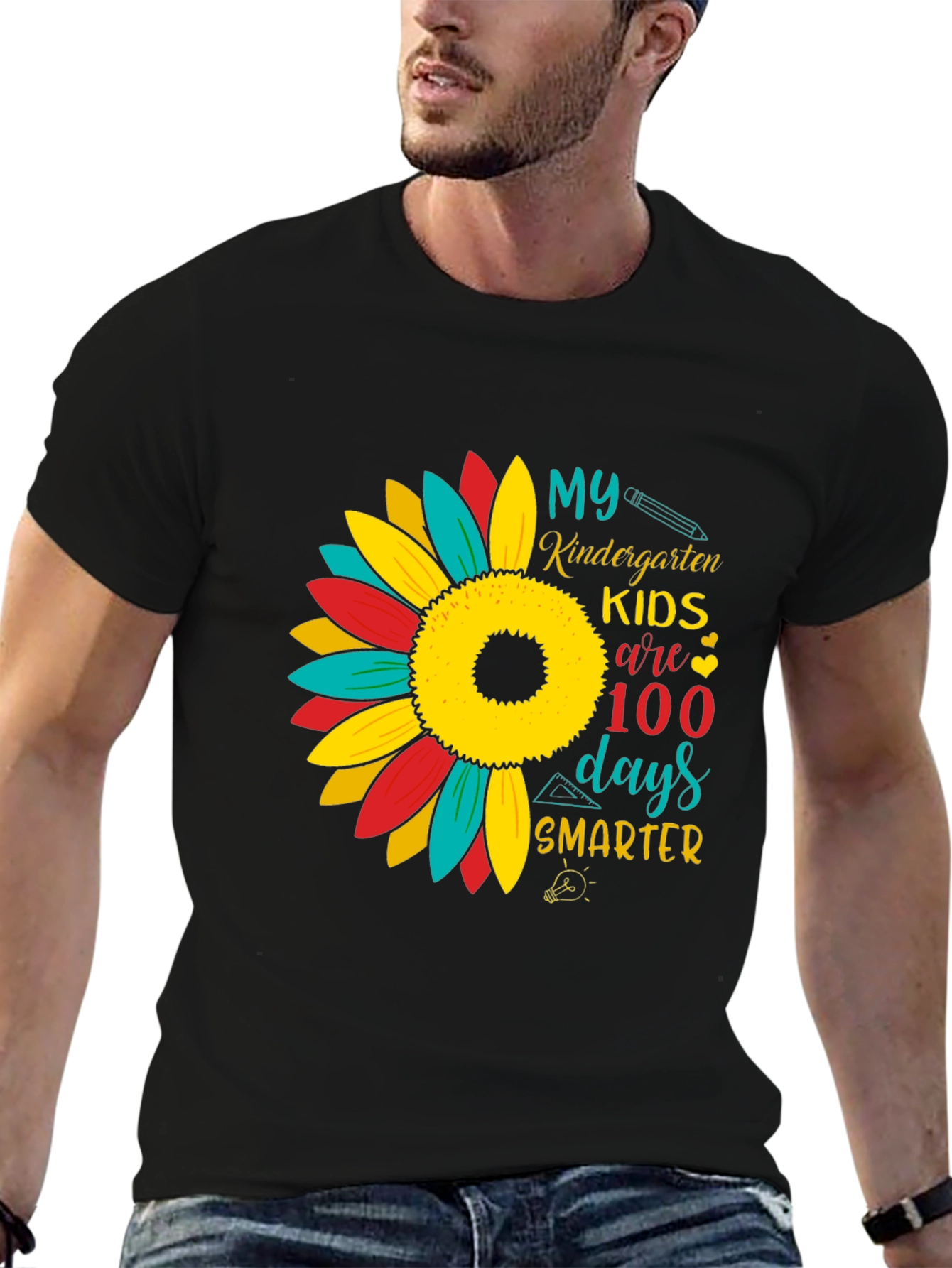 Kindergarten 100 Days Smarter Sunflower T-Shirt