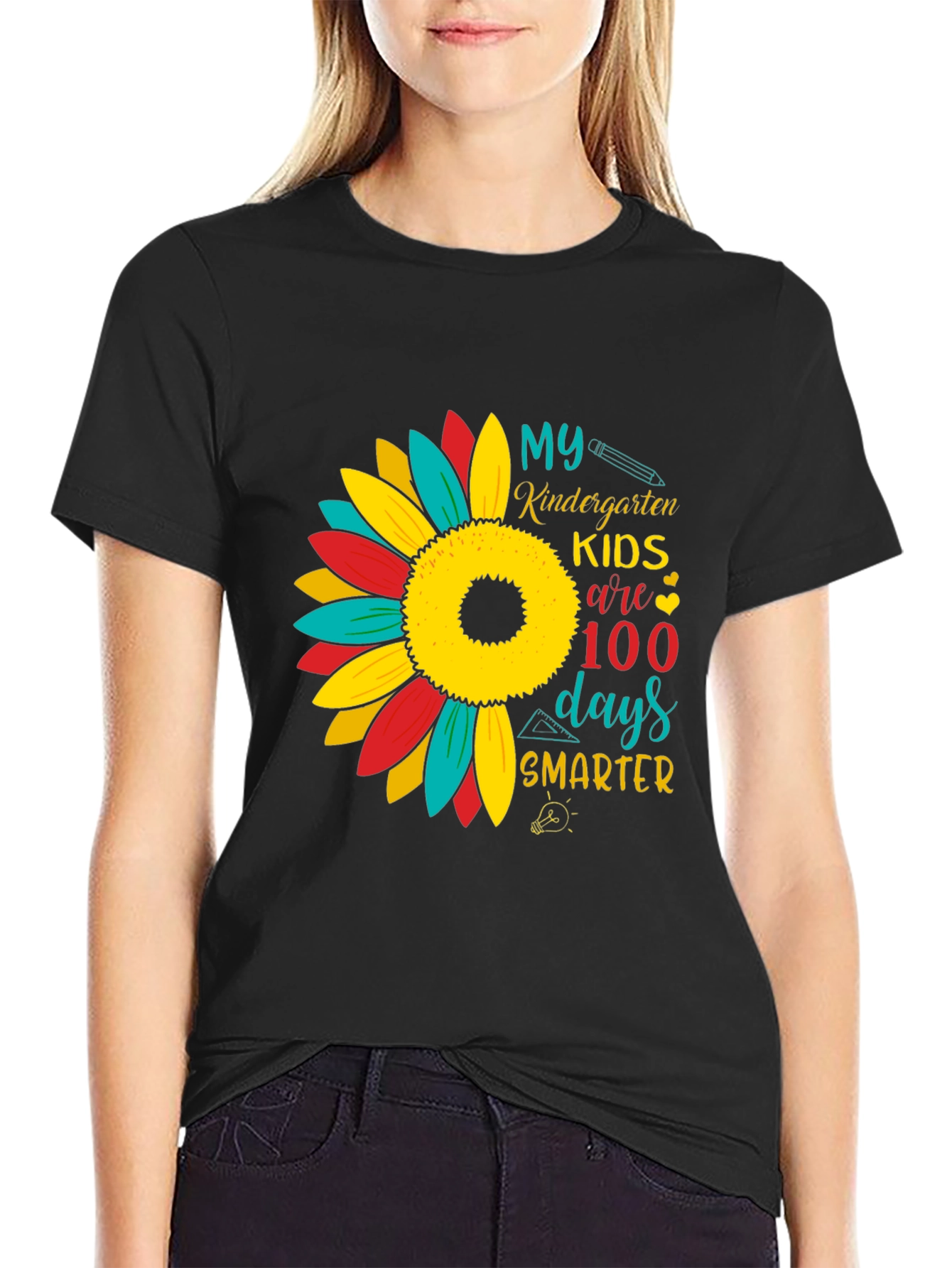 Kindergarten 100 Days Smarter Sunflower T-Shirt